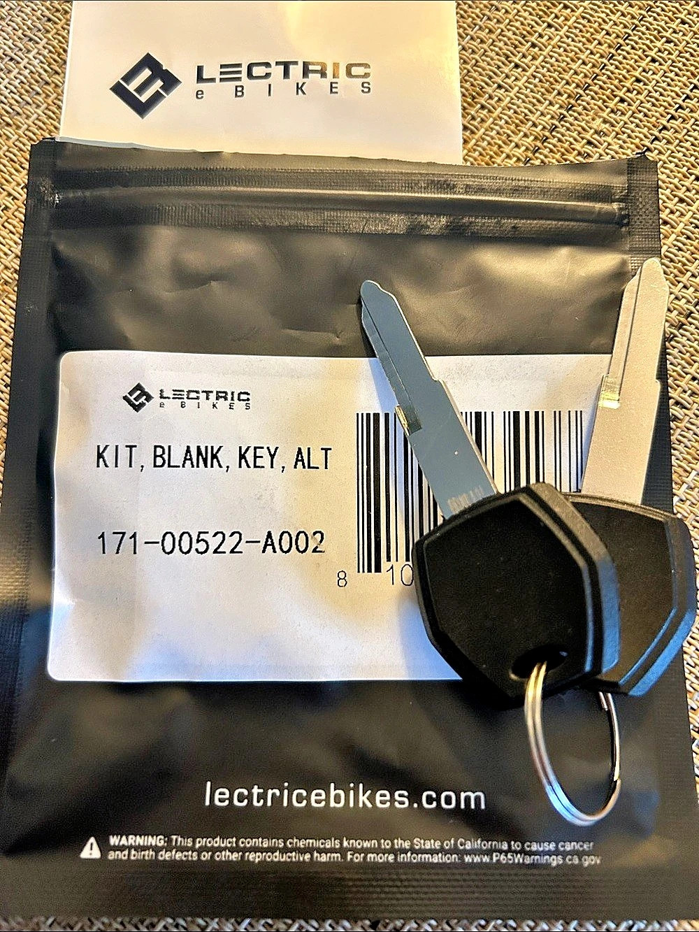 Lectric Bikes Kit, Blank, Key, Alt Replacement Key Set NWT